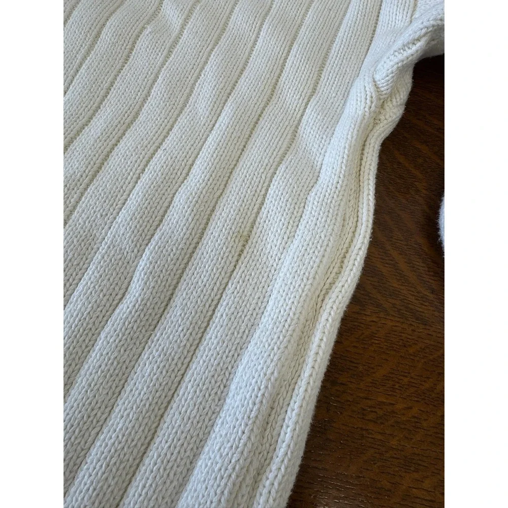 Vintage Eddie Bauer Sweater Mens‎ Large White Chunky Knit Crewneck Pullover 90s - Picture 4 of 7